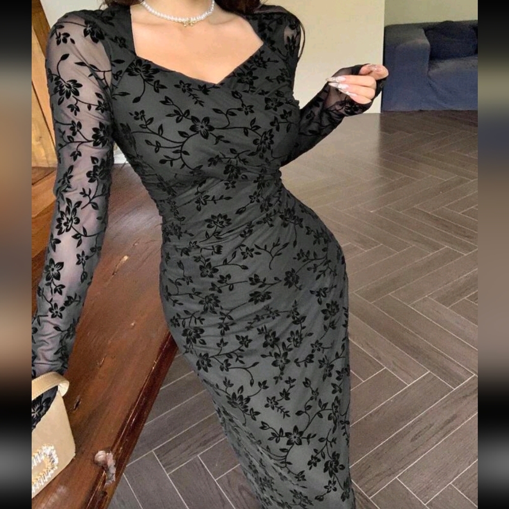 Elegant Black Floral Dress